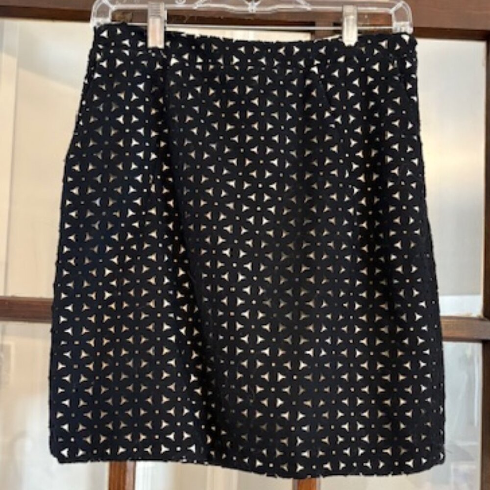 Milly Black Eyelet Mini Skirt, Size 6